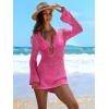 image:imageANRABESS Women Beach Crochet Cover Ups Summer Knit Swimwear Mesh Bathing Suit Hollow Out Dress 2026 Vacation SwimsuitHot Pink