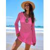 image:imageANRABESS Women Beach Crochet Cover Ups Summer Knit Swimwear Mesh Bathing Suit Hollow Out Dress 2026 Vacation SwimsuitHot Pink