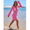 image:imageANRABESS Women Beach Crochet Cover Ups Summer Knit Swimwear Mesh Bathing Suit Hollow Out Dress 2026 Vacation SwimsuitHot Pink