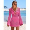 image:imageANRABESS Women Beach Crochet Cover Ups Summer Knit Swimwear Mesh Bathing Suit Hollow Out Dress 2026 Vacation SwimsuitHot Pink