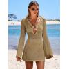 image:imageANRABESS Women Beach Crochet Cover Ups Summer Knit Swimwear Mesh Bathing Suit Hollow Out Dress 2026 Vacation SwimsuitKhaki