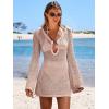 image:imageANRABESS Women Beach Crochet Cover Ups Summer Knit Swimwear Mesh Bathing Suit Hollow Out Dress 2026 Vacation SwimsuitPink