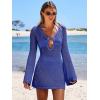 image:imageANRABESS Women Beach Crochet Cover Ups Summer Knit Swimwear Mesh Bathing Suit Hollow Out Dress 2026 Vacation SwimsuitRoyal Blue