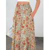 image:imageANRABESS Women Boho Floral Maxi Skirts High Waisted Tiered Skirt Flowy Beach Skirts with Pockets for Vacation amp Summer WearOrange Red Floral