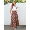 image:imageANRABESS Women Boho Floral Maxi Skirts High Waisted Tiered Skirt Flowy Beach Skirts with Pockets for Vacation amp Summer WearWhite Red Floral