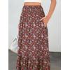 image:imageANRABESS Women Boho Floral Maxi Skirts High Waisted Tiered Skirt Flowy Beach Skirts with Pockets for Vacation amp Summer WearWhite Red Floral