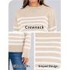 image:imageANRABESS Women Fall Fashion Sweaters Striped Long Sleeve Crewneck Loose Fit Cozy Knit Trendy Pullover Sweater Tops Beige White Stripe Small