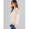 image:imageANRABESS Women Fall Fashion Sweaters Striped Long Sleeve Crewneck Loose Fit Cozy Knit Trendy Pullover Sweater Tops Beige White Stripe Small