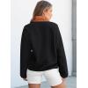 image:imageANRABESS Women Fuzzy Fleece Pullover Sherpa Sweatshirt Long Sleeve Button Down Warm Soft Color Block Jackets with PocketsBlack