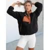 image:imageANRABESS Women Fuzzy Fleece Pullover Sherpa Sweatshirt Long Sleeve Button Down Warm Soft Color Block Jackets with PocketsBlack