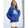image:imageANRABESS Women Fuzzy Fleece Pullover Sherpa Sweatshirt Long Sleeve Button Down Warm Soft Color Block Jackets with PocketsBlue Mixed