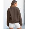image:imageANRABESS Women Fuzzy Fleece Pullover Sherpa Sweatshirt Long Sleeve Button Down Warm Soft Color Block Jackets with PocketsBrown