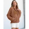 image:imageANRABESS Women Fuzzy Fleece Pullover Sherpa Sweatshirt Long Sleeve Button Down Warm Soft Color Block Jackets with PocketsLight Brown