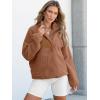 image:imageANRABESS Women Fuzzy Fleece Pullover Sherpa Sweatshirt Long Sleeve Button Down Warm Soft Color Block Jackets with PocketsLight Brown
