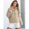 image:imageANRABESS Women Fuzzy Fleece Pullover Sherpa Sweatshirt Long Sleeve Button Down Warm Soft Color Block Jackets with PocketsLight Khaki
