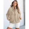image:imageANRABESS Women Fuzzy Fleece Pullover Sherpa Sweatshirt Long Sleeve Button Down Warm Soft Color Block Jackets with PocketsLight Khaki