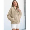 image:imageANRABESS Women Fuzzy Fleece Pullover Sherpa Sweatshirt Long Sleeve Button Down Warm Soft Color Block Jackets with PocketsLight Khaki