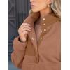image:imageANRABESS Women Fuzzy Fleece Pullover Sherpa Sweatshirt Long Sleeve Button Down Warm Soft Color Block Jackets with PocketsOlive