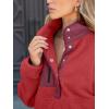 image:imageANRABESS Women Fuzzy Fleece Pullover Sherpa Sweatshirt Long Sleeve Button Down Warm Soft Color Block Jackets with PocketsRed