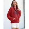 image:imageANRABESS Women Fuzzy Fleece Pullover Sherpa Sweatshirt Long Sleeve Button Down Warm Soft Color Block Jackets with PocketsRed