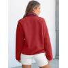 image:imageANRABESS Women Fuzzy Fleece Pullover Sherpa Sweatshirt Long Sleeve Button Down Warm Soft Color Block Jackets with PocketsRed