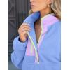image:imageANRABESS Women Fuzzy Fleece Pullover Sherpa Sweatshirt Long Sleeve Button Down Warm Soft Color Block Jackets with PocketsSky Blue