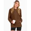 image:imageANRABESS Women Hoodies Long Sleeve Loose Fit Fleece Hooded Sweatshirts Drawstring Pullover Top With Pockets 2025 Fall OutfitsCaramel