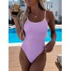 image:imageANRABESS Women One Piece Swimsuit Backless Full Coverage Ribbed Adjustable Strap Bathing Suit Beach Vacation Clothes SwimwearLight Purple