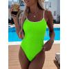 image:imageANRABESS Women One Piece Swimsuit Backless Full Coverage Ribbed Adjustable Strap Bathing Suit Beach Vacation Clothes SwimwearNeon Green
