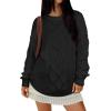 image:imageANRABESS Women Oversized Chunky Cable Knitted Vintage Sweater 2025 Fall Winter OutfitsBlack