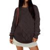 image:imageANRABESS Women Oversized Chunky Cable Knitted Vintage Sweater 2025 Fall Winter OutfitsCoffee
