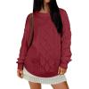 image:imageANRABESS Women Oversized Chunky Cable Knitted Vintage Sweater 2025 Fall Winter OutfitsDeep Red