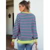 image:imageANRABESS Women Oversized Striped Sweaters Long Sleeve Crewneck Casual Side Slit Pullover Tops 2025 Fall Winter Trendy Outfits Green Pink Medium