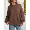 image:imageANRABESS Women Oversized Sweaters Batwing Long Sleeve 2026 Fall Outfits Crewneck Casual Knit Side Slit Fashion Pullover TopCoffee
