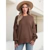 image:imageANRABESS Women Oversized Sweaters Batwing Long Sleeve 2026 Fall Outfits Crewneck Casual Knit Side Slit Fashion Pullover TopCoffee