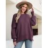 image:imageANRABESS Women Oversized Sweaters Batwing Long Sleeve 2026 Fall Outfits Crewneck Casual Knit Side Slit Fashion Pullover TopFuchsia