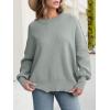 image:imageANRABESS Women Oversized Sweaters Batwing Long Sleeve 2026 Fall Outfits Crewneck Casual Knit Side Slit Fashion Pullover TopGray