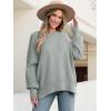 image:imageANRABESS Women Oversized Sweaters Batwing Long Sleeve 2026 Fall Outfits Crewneck Casual Knit Side Slit Fashion Pullover TopGray