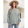 image:imageANRABESS Women Oversized Sweaters Batwing Long Sleeve 2026 Fall Outfits Crewneck Casual Knit Side Slit Fashion Pullover TopGray