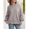 image:imageANRABESS Women Oversized Sweaters Batwing Long Sleeve 2026 Fall Outfits Crewneck Casual Knit Side Slit Fashion Pullover TopLight Grey Khaki