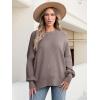 image:imageANRABESS Women Oversized Sweaters Batwing Long Sleeve 2026 Fall Outfits Crewneck Casual Knit Side Slit Fashion Pullover TopNutmeg