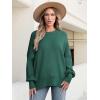 image:imageANRABESS Women Oversized Sweaters Batwing Long Sleeve 2026 Fall Outfits Crewneck Casual Knit Side Slit Fashion Pullover TopOpal Green