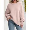 image:imageANRABESS Women Oversized Sweaters Batwing Long Sleeve 2026 Fall Outfits Crewneck Casual Knit Side Slit Fashion Pullover TopPink