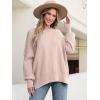 image:imageANRABESS Women Oversized Sweaters Batwing Long Sleeve 2026 Fall Outfits Crewneck Casual Knit Side Slit Fashion Pullover TopPink