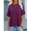 image:imageANRABESS Women Oversized T Shirts Short Sleeve Summer Casual Loose Top Basic Tee with PocketDark Purple