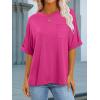 image:imageANRABESS Women Oversized T Shirts Short Sleeve Summer Casual Loose Top Basic Tee with PocketHot Pink