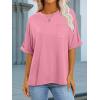 image:imageANRABESS Women Oversized T Shirts Short Sleeve Summer Casual Loose Top Basic Tee with PocketPink