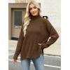 image:imageANRABESS Women Oversized Turtleneck Long Sleeve Fuzzy Knit Slit Side Chunky Warm Pullover Sweaters 2025Brown