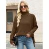 image:imageANRABESS Women Oversized Turtleneck Long Sleeve Fuzzy Knit Slit Side Chunky Warm Pullover Sweaters 2025Brown