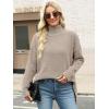image:imageANRABESS Women Oversized Turtleneck Long Sleeve Fuzzy Knit Slit Side Chunky Warm Pullover Sweaters 2025Light Khaki